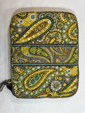 Vera Bradley Paisley Zip Tablet Case / Organizer Yellow Teal Floral